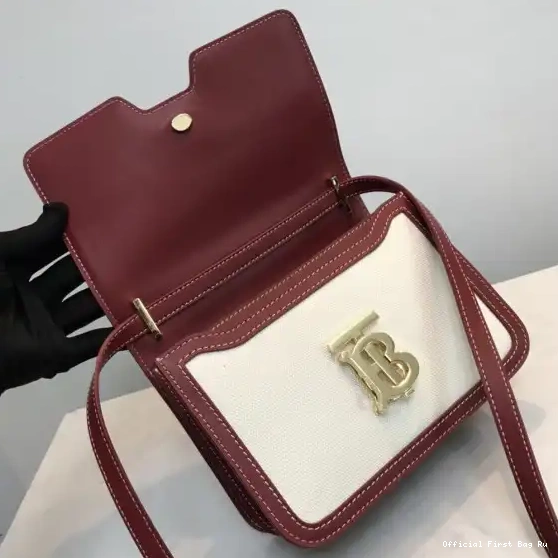Official FirstBag Ru Two-tone BURBERRY and Bag Canvas TB Leather 0608